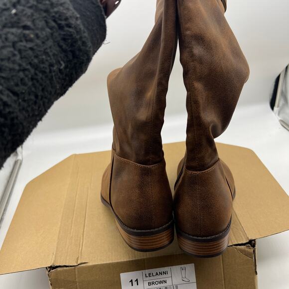 Journee Collection Womens Western Heel Booties Brown Lelanni Boots Size 11 - Picture 4 of 12
